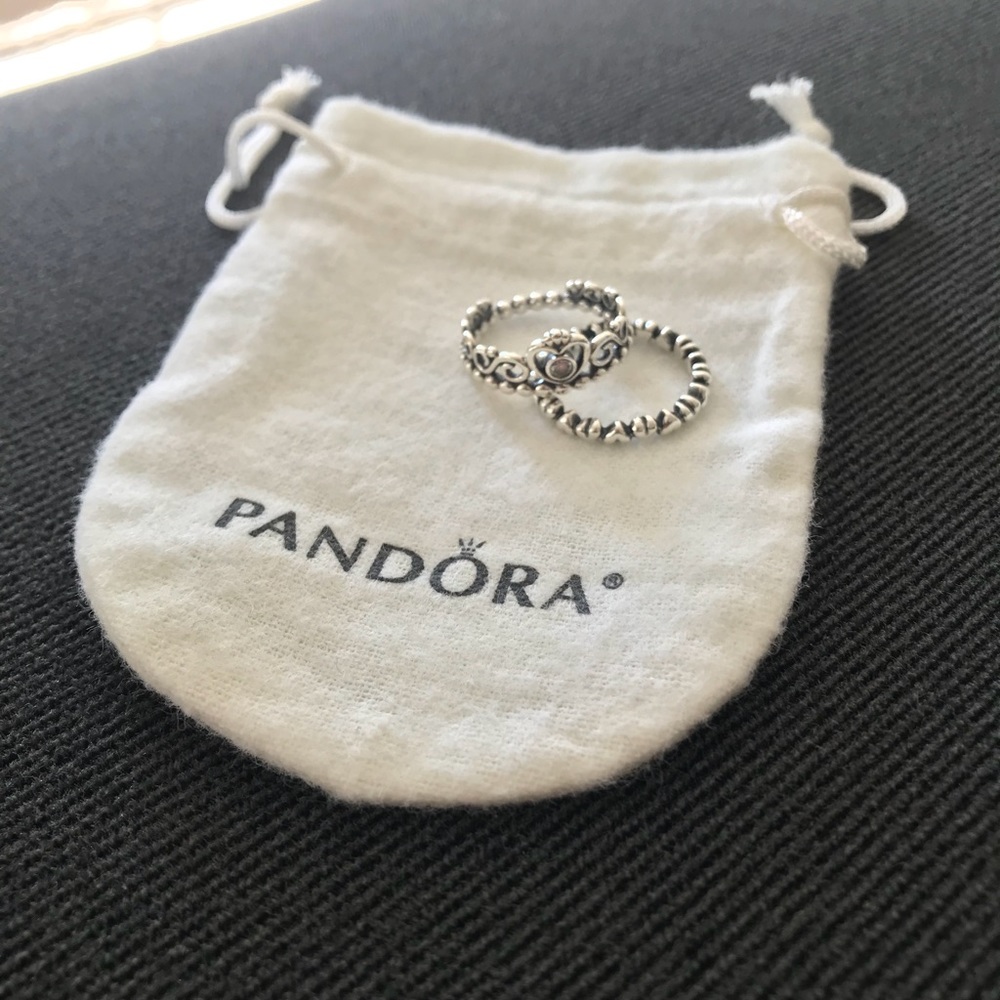 Pandora Princess Ring & Pandora Forever Love Ring - Picture 1 of 2